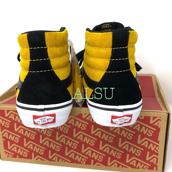 VANS SK8-HI Pro Corduroy Suede Canvas Women Yellow - Picture 10 of 12